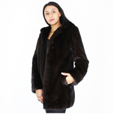 Black-ranch mink jacket with hood