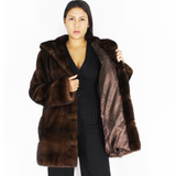 Demi-buff mink jacket with hood