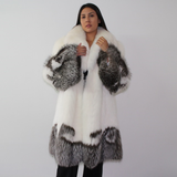 Combination of Snow and silver fox coat