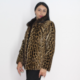 Ocelot jacket with mink collar
