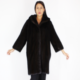 Ranch mink coat with hood