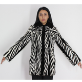 Black and white shaved mink pieces jacket