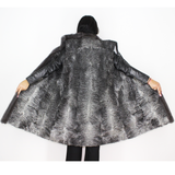 Grey Astrakhan long vest with grey mink trimming