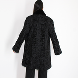 Astrakhan black coat with mink collar