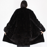 Black shaved mink pieces coat