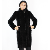 Black shaved mink pieces coat