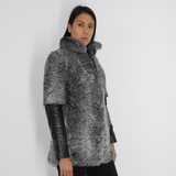 Grey Astrakhan vest with mink collar