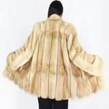  Pastel mink jacket with leather stripes