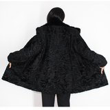 Astrakhan black jacket with mink collar