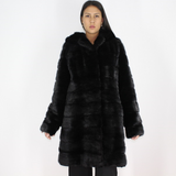 Black mink coat with hood