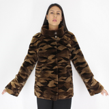 Brown shades shaved mink pieces jacket