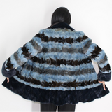 Colored in blue shades mink pieces jacket