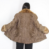 Astrakhan brown jacket with mink trimming
