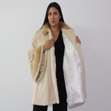Pearl shaved mink coat with mink trimming