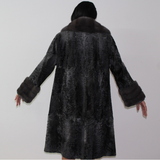 Astrakhan Anthracite coat with mink trimming