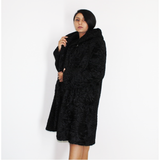 Astrakhan black coat with hood