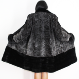 Astrakhan Anthracite coat with mink trimming