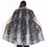 OMIKRON Astrakhan grey vest with silver grey mink collar