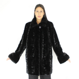 Black mink pat jacket with mink trimming