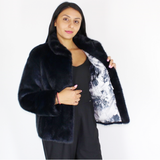 Blue-black colored mink jacket