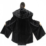 Black shaved mink coat with hood