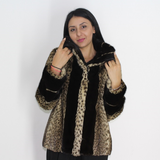 Libya cat jacket with mink trimming