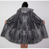 Astrakhan grey coat with astronaut hood