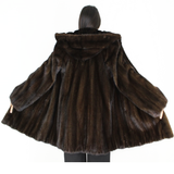 Demi-buff mink ¾ coat with hood