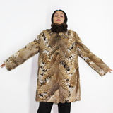 Lynx pieces coat with mink collar