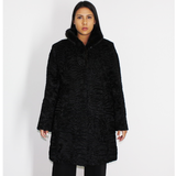 Astrakhan black coat with black mink collar