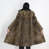 Ocelot coat with brown mink collar