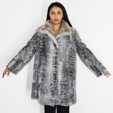 Astrakhan grey coat with sapphire mink collar