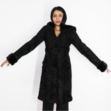 Astrakhan black coat with hood