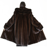 Ranch mink coat with hood