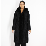 Astrakhan black coat with mink trimming
