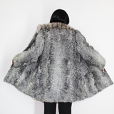 Astrakhan grey jacket with sapphire mink collar