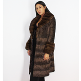 Brown astrakhan coat with brown mink trimming