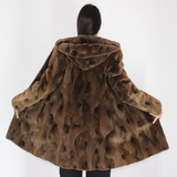 Demi-buff shaved mink pieces ¾ coat