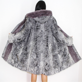 Astrakhan grey coat with silver grey mink trimming