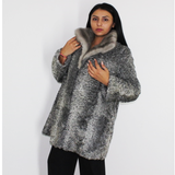 Astrakhan grey jacket with sapphire mink collar