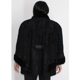 Astrakhan black and black mink trimming