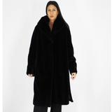 Black shaved mink coat with hood