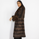 Brown astrakhan coat with brown mink trimming
