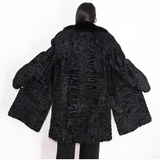 Astrakhan black coat with black mink collar