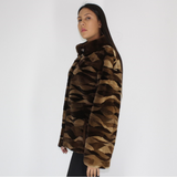 Brown shades shaved mink pieces jacket