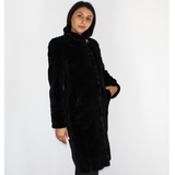 Black shaved mink pieces coat