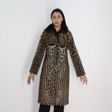 Ocelot coat with brown mink collar