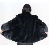 Blue-black colored mink jacket