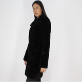 Black shaved mink pieces coat