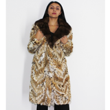 OMIKRON Lynx pieces coat with mink collar